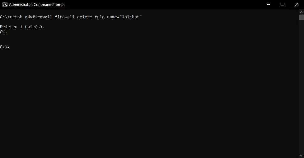 Firewall delete rule lolchat